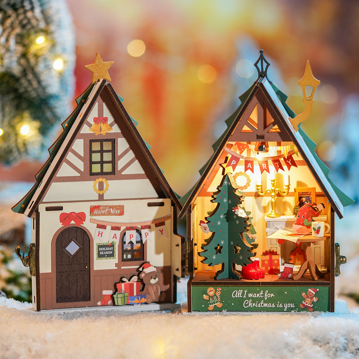 Rolife Twinkling Christmas House DIY Miniature House DS036