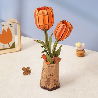 Rowood DIY Wooden Flower Bouquet 3D Wooden Puzzle TW01H